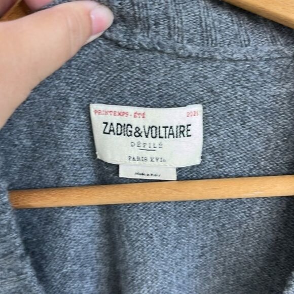 Zadig & Voltaire Womens Stoned Cashmere & Wool-Blend Pullover Grey - Picture 8 of 9